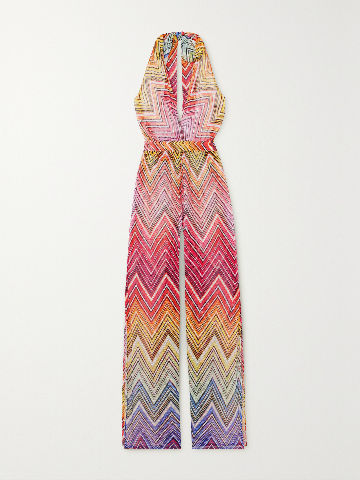 Missoni Mare Striped Crochet-knit Halterneck Jumpsuit In Multi