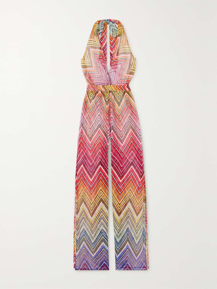 Missoni Mare Striped Crochet-knit Halterneck Jumpsuit