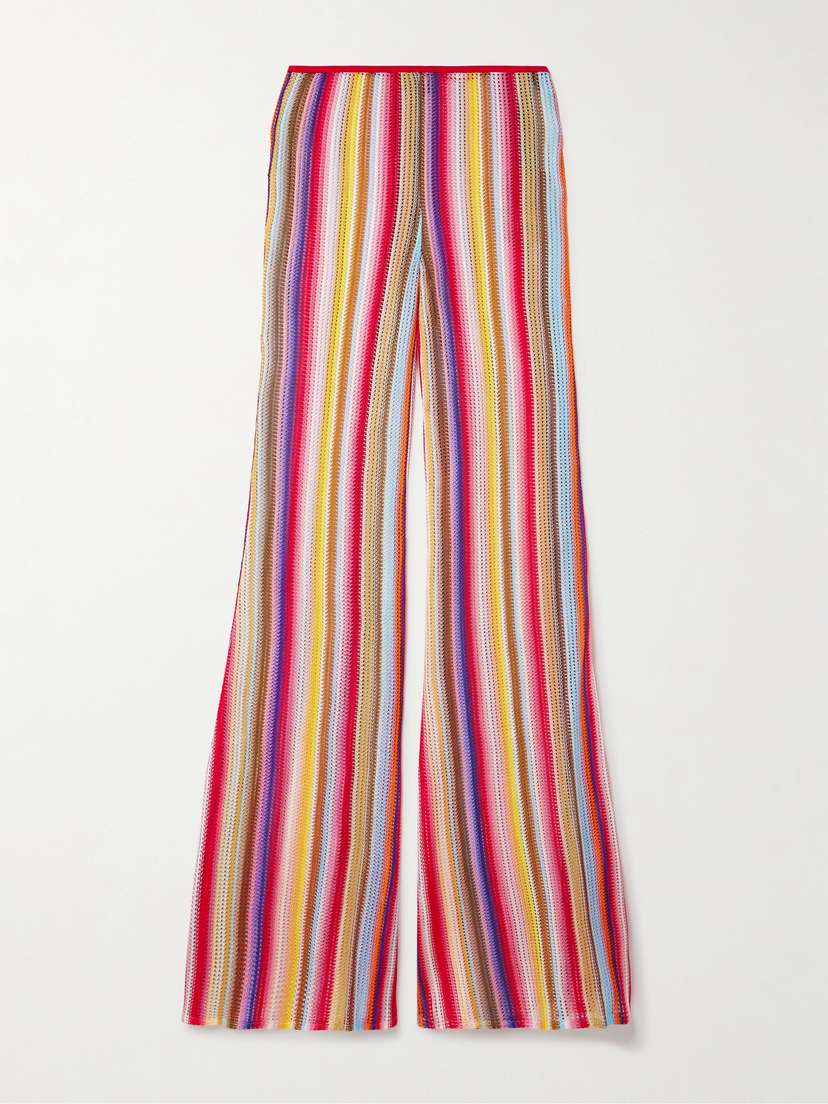 Missoni Mare Striped Metallic Crochet-knit Flared Trousers