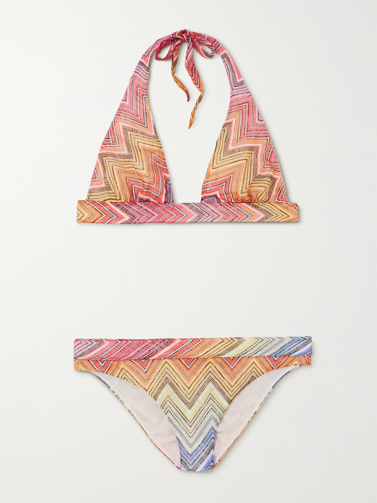 Missoni Mare Striped Crochet-knit Halterneck Bikini In Multi