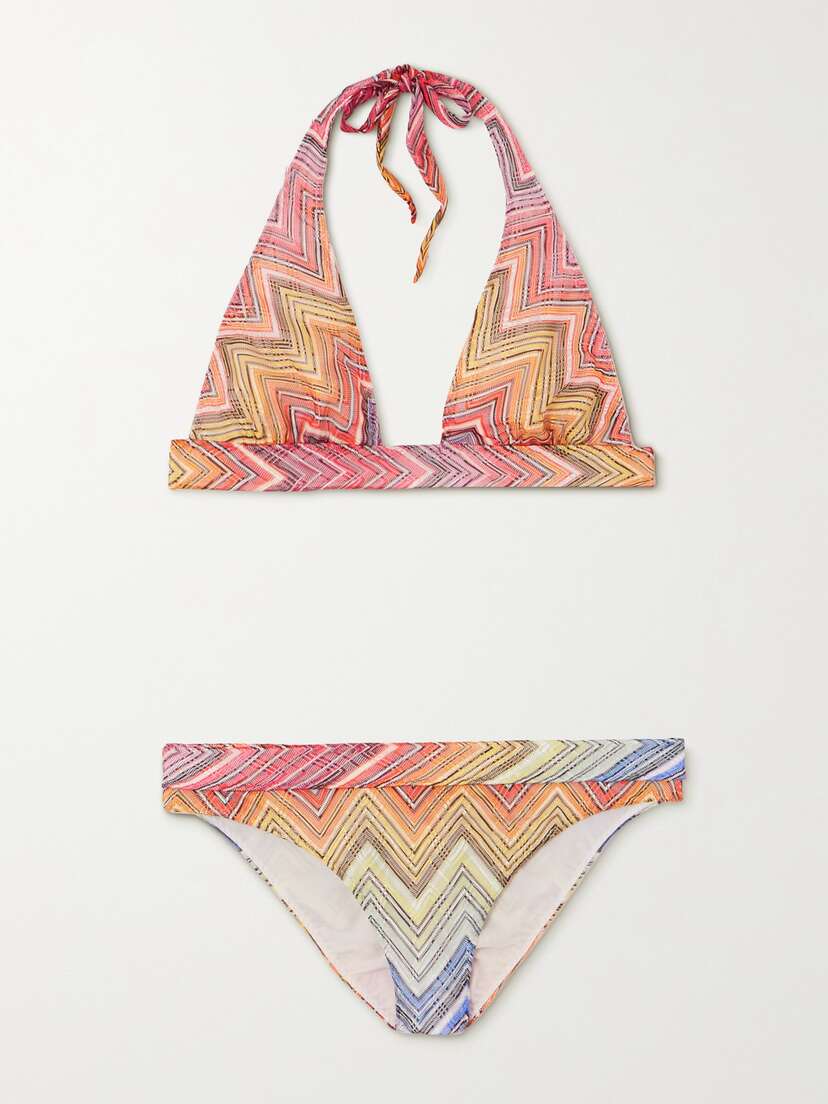 Missoni Mare Striped Crochet-knit Halterneck Bikini