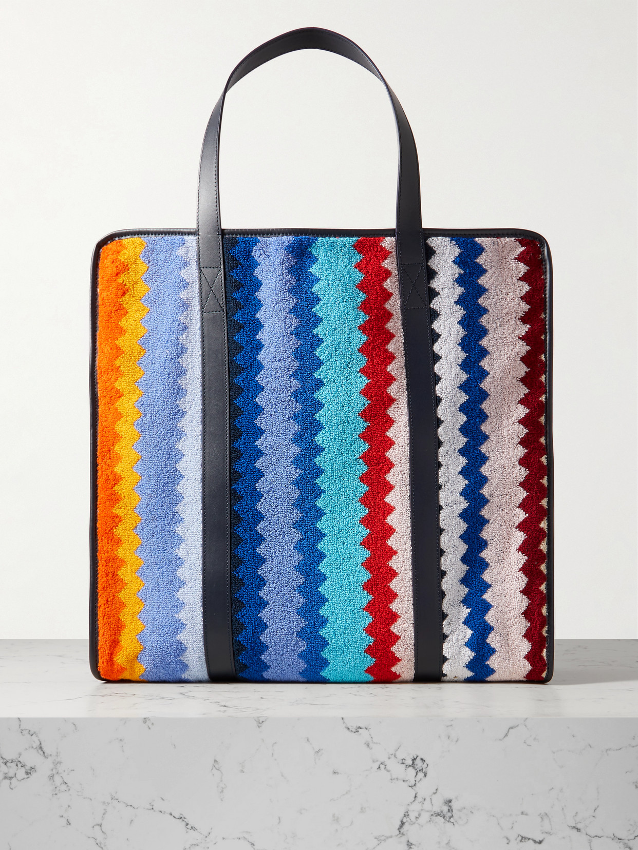 Missoni Cecil Leather-trimmed Striped Cotton-terry Tote