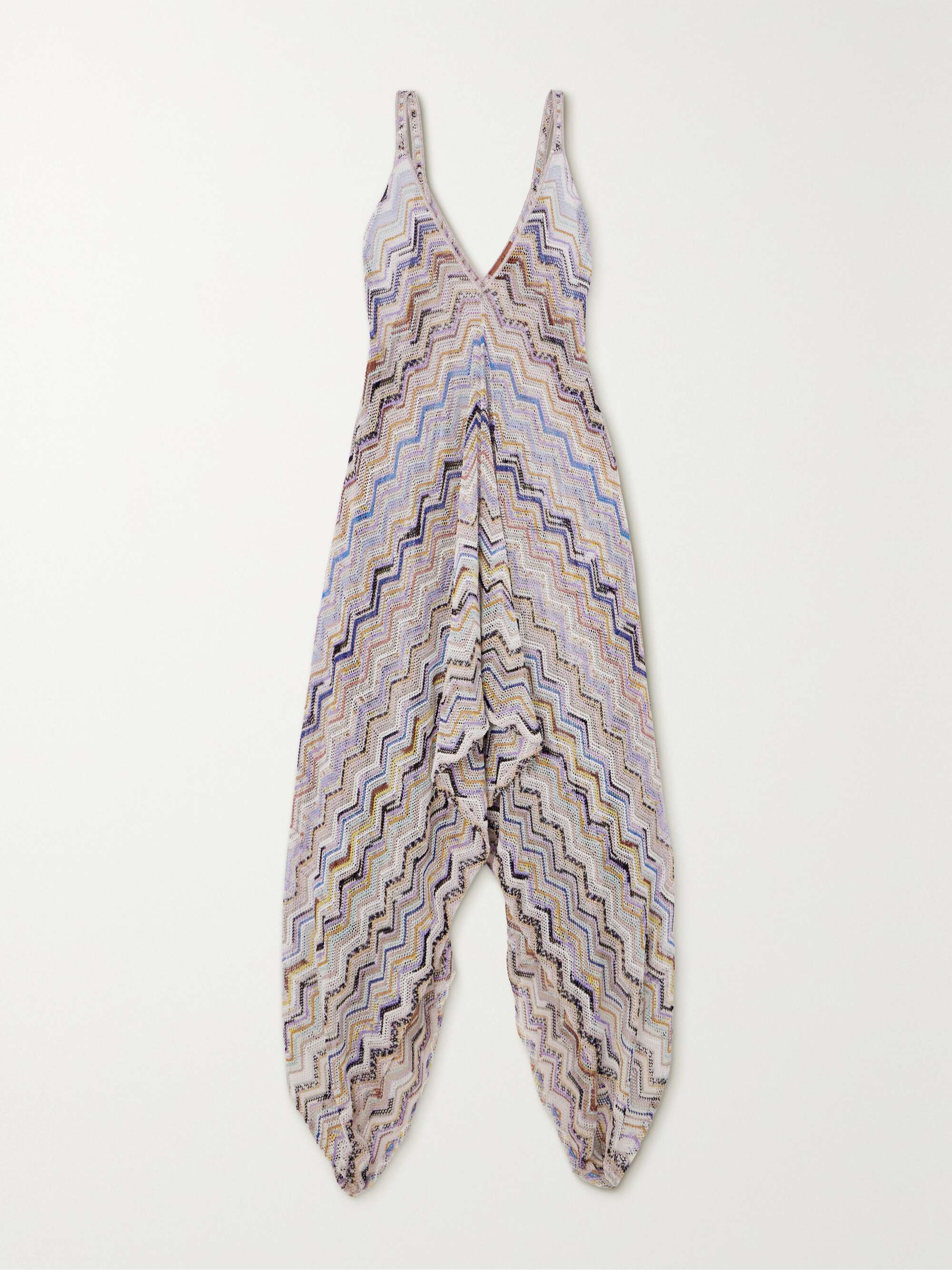 【MISSONI】Striped knitted coverup カバーアップ MISSONI Mare striped metallic crochet-knit coverup | NET-A