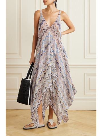 Missoni Striped metallic crochet-knit coverup