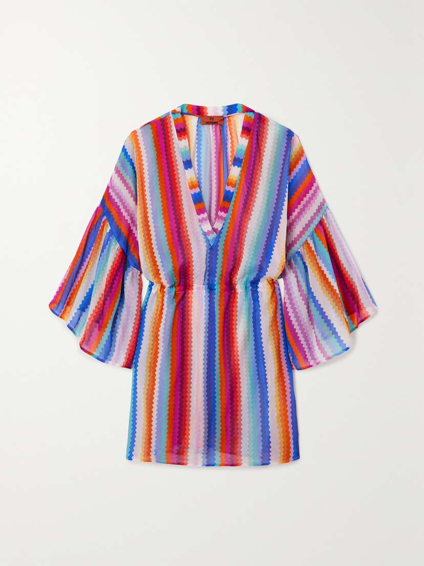 Missoni Mare Striped Cotton And Silk-blend Voile Mini Dress