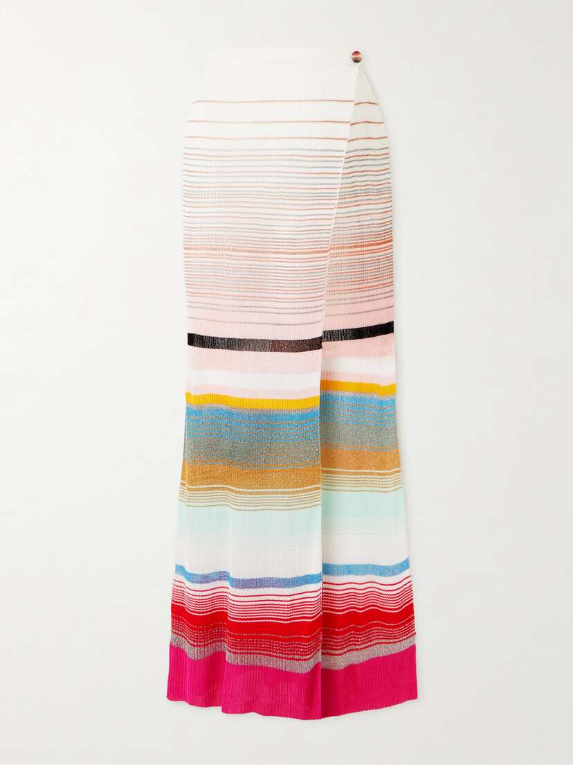 Missoni Striped Metallic Crochet-knit Maxi Wrap Skirt