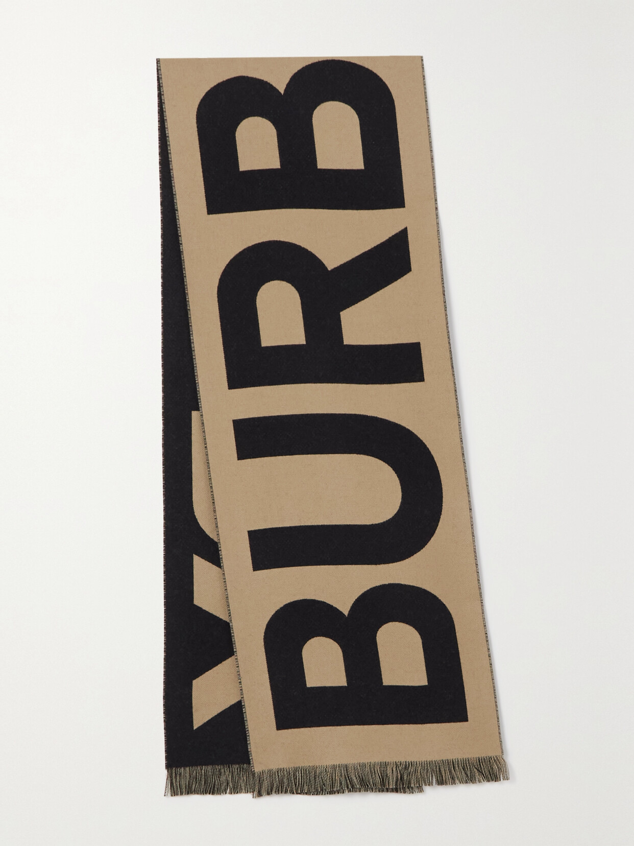 Burberry - Fringed Wool-jacquard Scarf - Beige