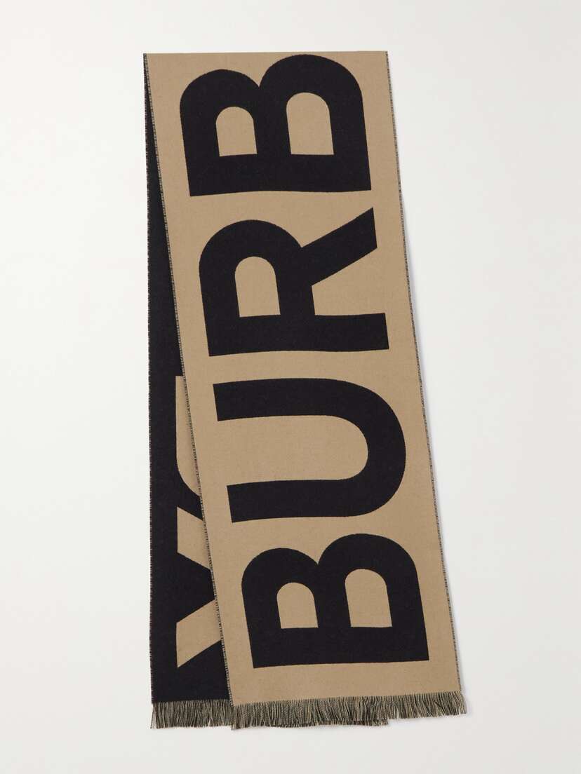 Burberry Fringed Wool-jacquard Scarf