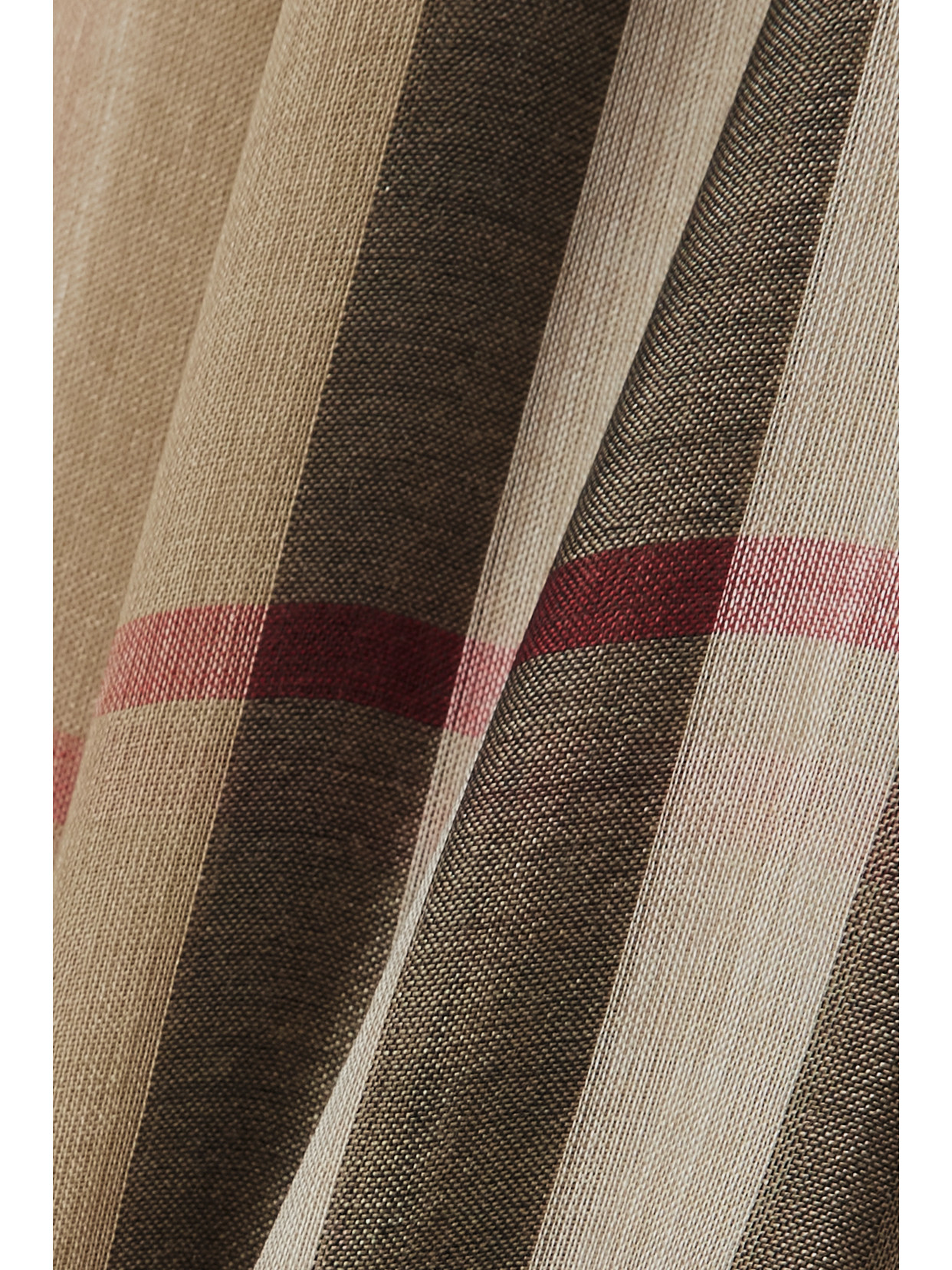 Burberry Fringed Checked Wool And Silk-blend Scarf In Neutrals