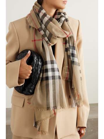 Burberry Lightweight Check Wool Silk Scarf