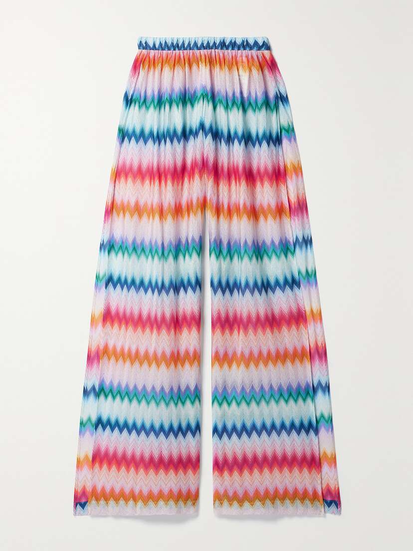 Missoni Striped Metallic Crochet-knit Wide-leg Pants