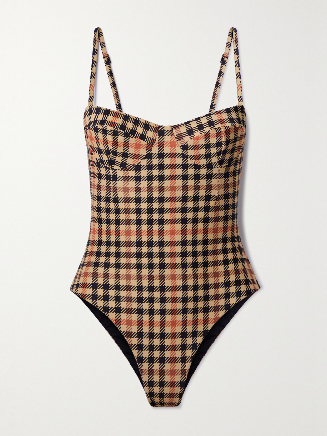 Haight - + Net Sustain Vintage Checked Swimsuit - Brown