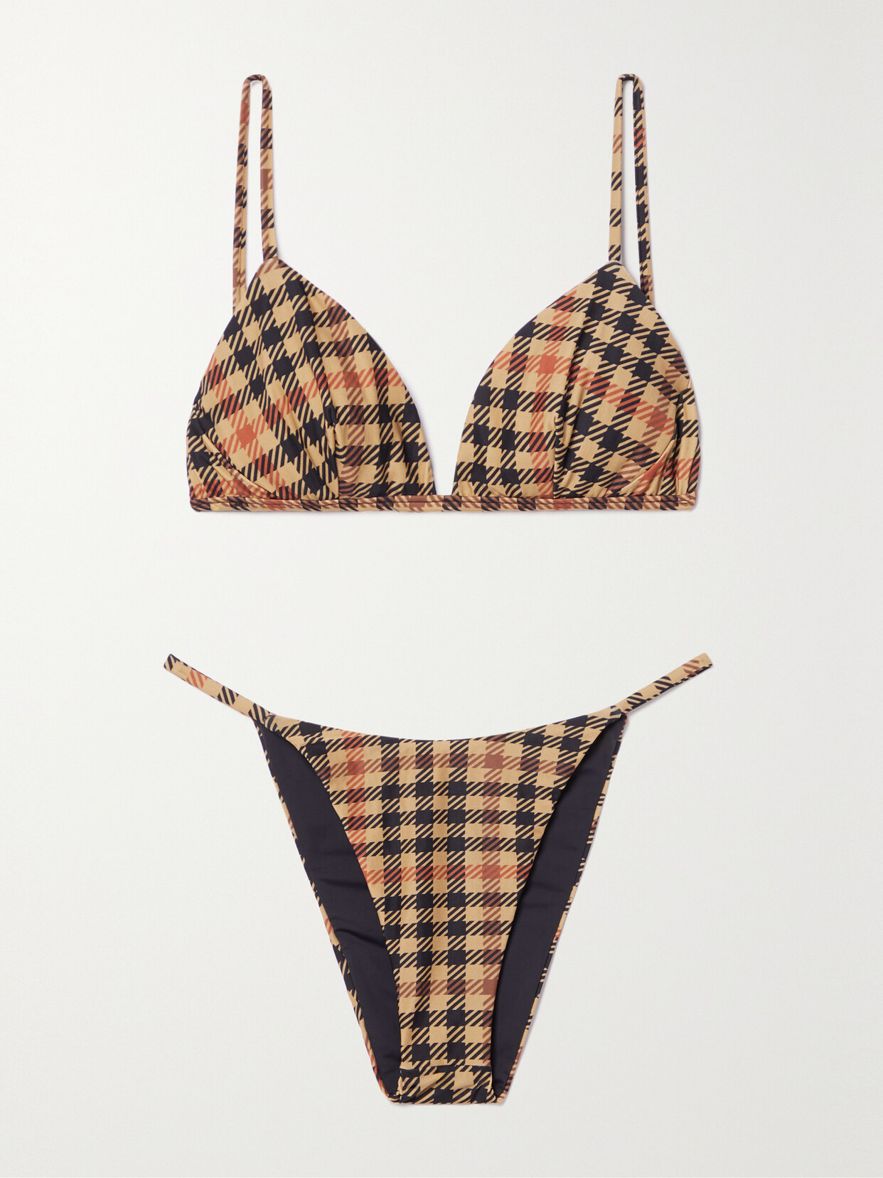 Haight + Net Sustain Carolina And Clara Checked Triangle Bikini - Brown
