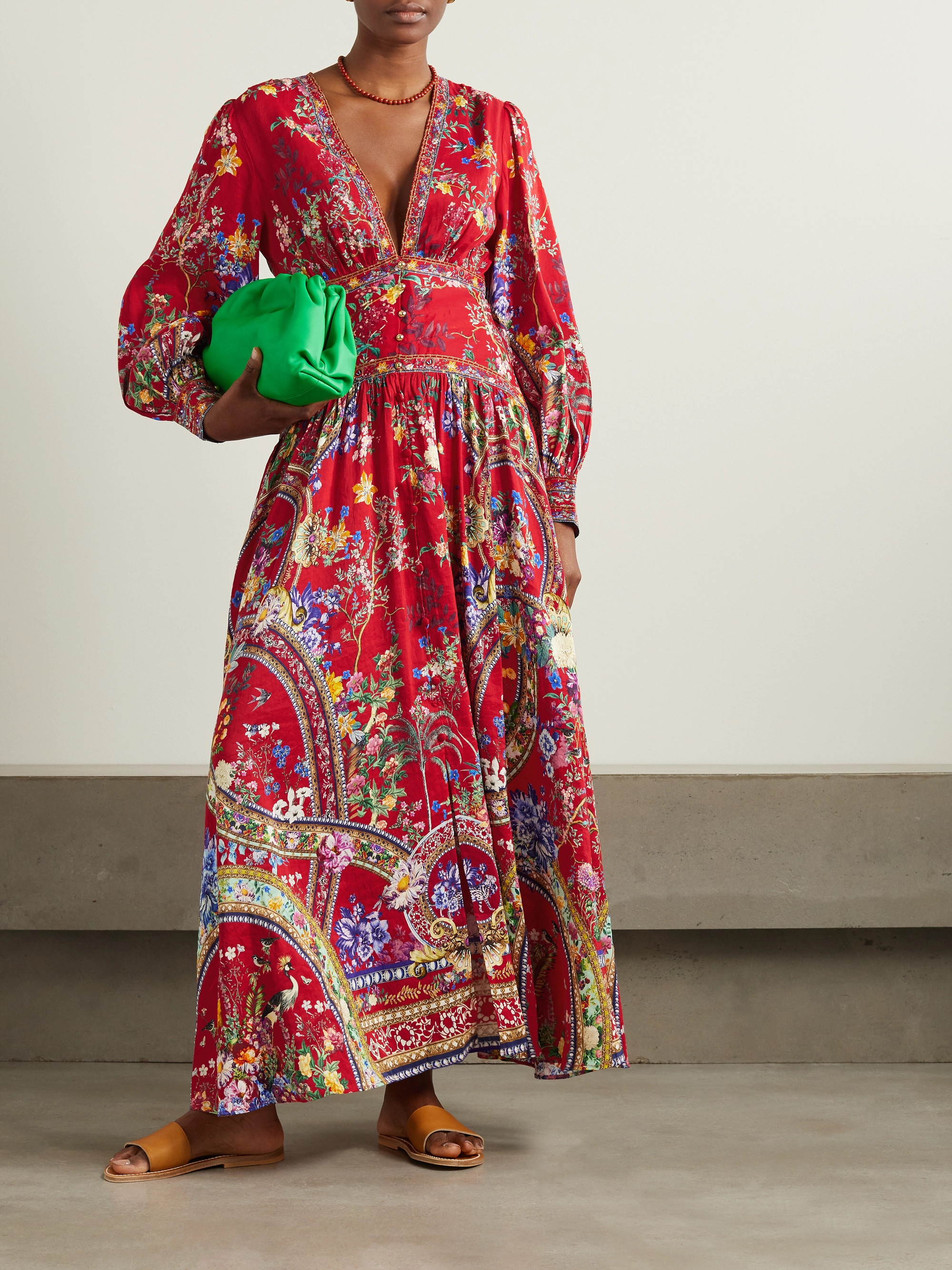 Camilla Embellished floral-print silk crepe de chine maxi dress