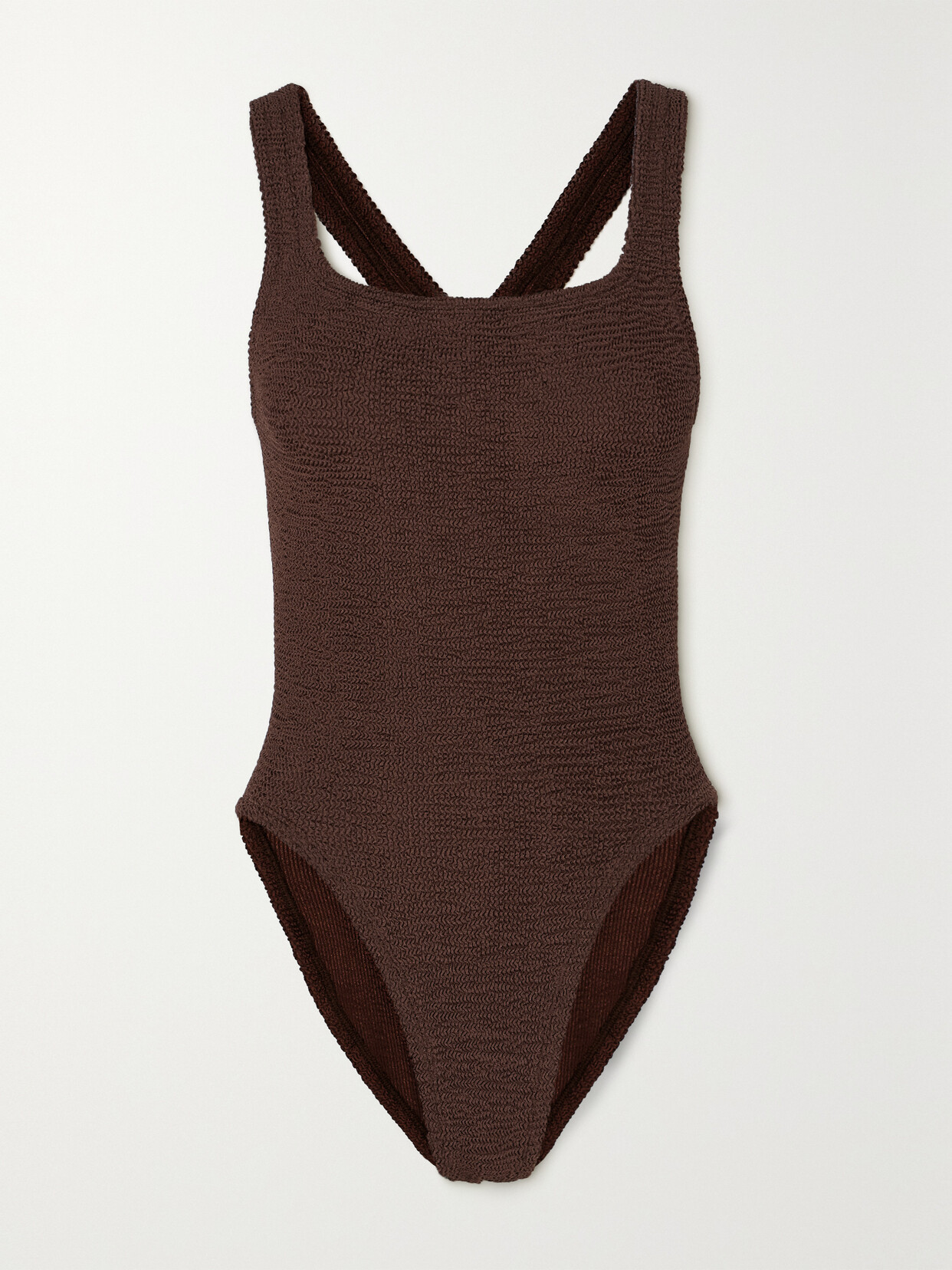 Hunza G - Maya Metallic Seersucker Swimsuit - Brown