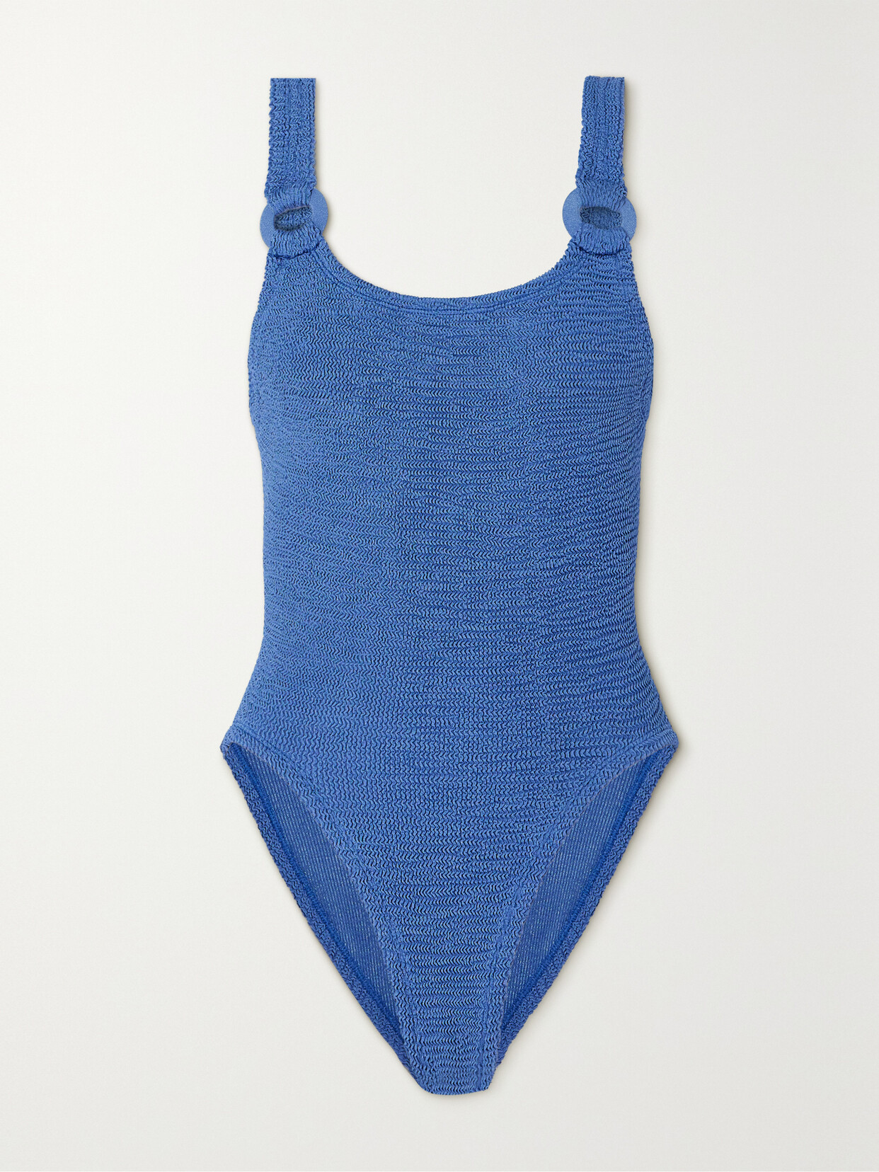 Hunza G Christy Metallic Seersucker Swimsuit In Blue