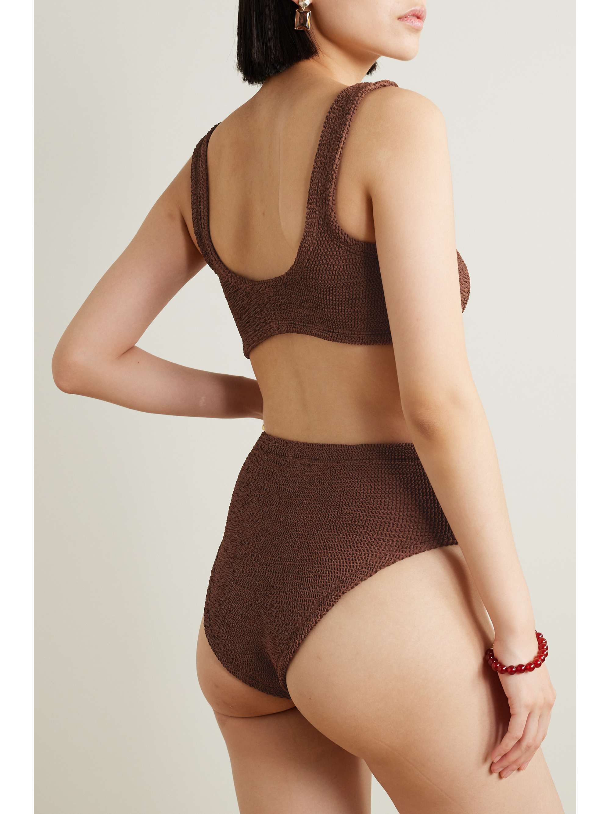 HUNZA G + NET SUSTAIN Jamie twist-front seersucker bikini