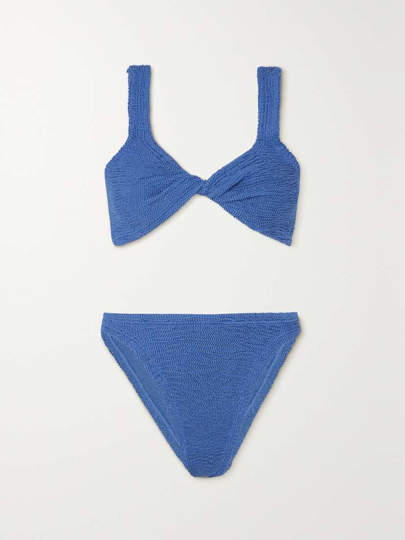 Hunza G Juno Twist-front Metallic Seersucker Bikini