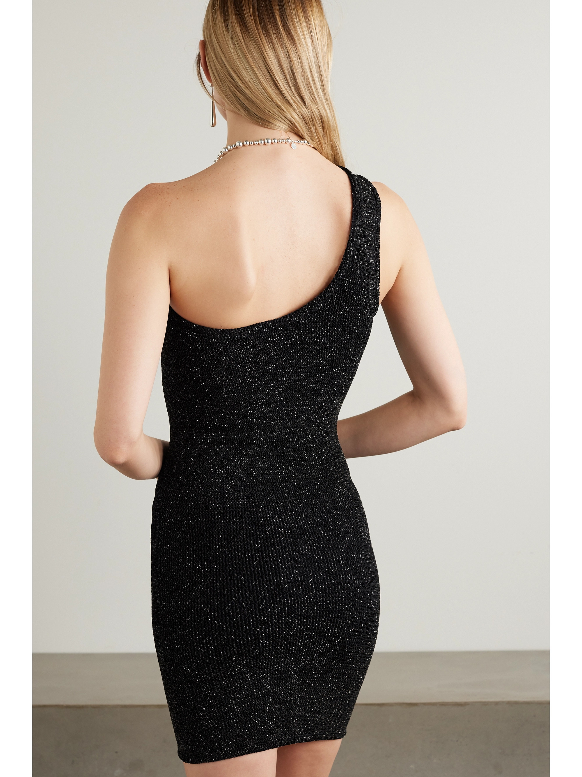 Hunza G Nancy one-shoulder metallic seersucker dress thumbnail