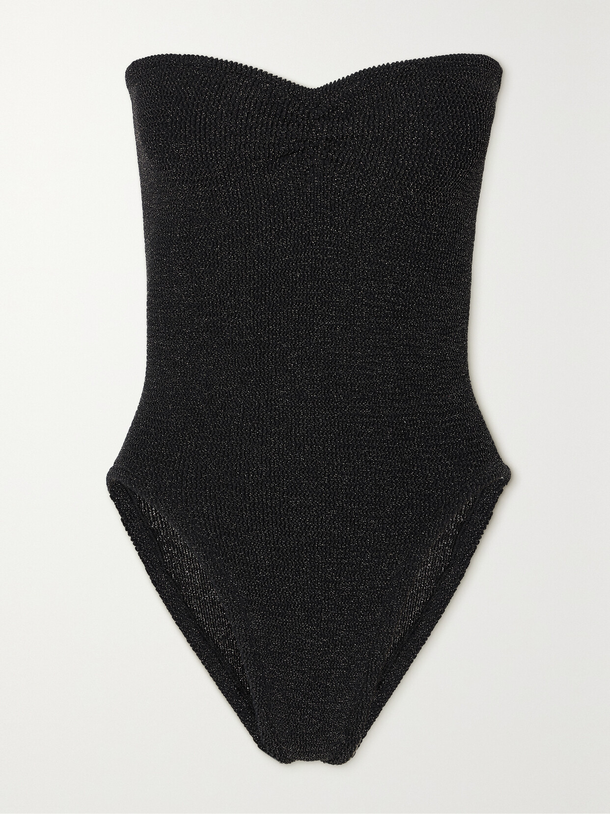 Hunza G Brooke Metallic Seersucker Bandeau Swimsuit In Black