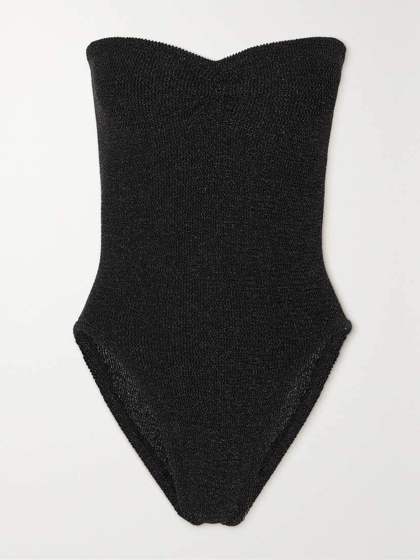 Hunza G Brooke Metallic Seersucker Bandeau Swimsuit