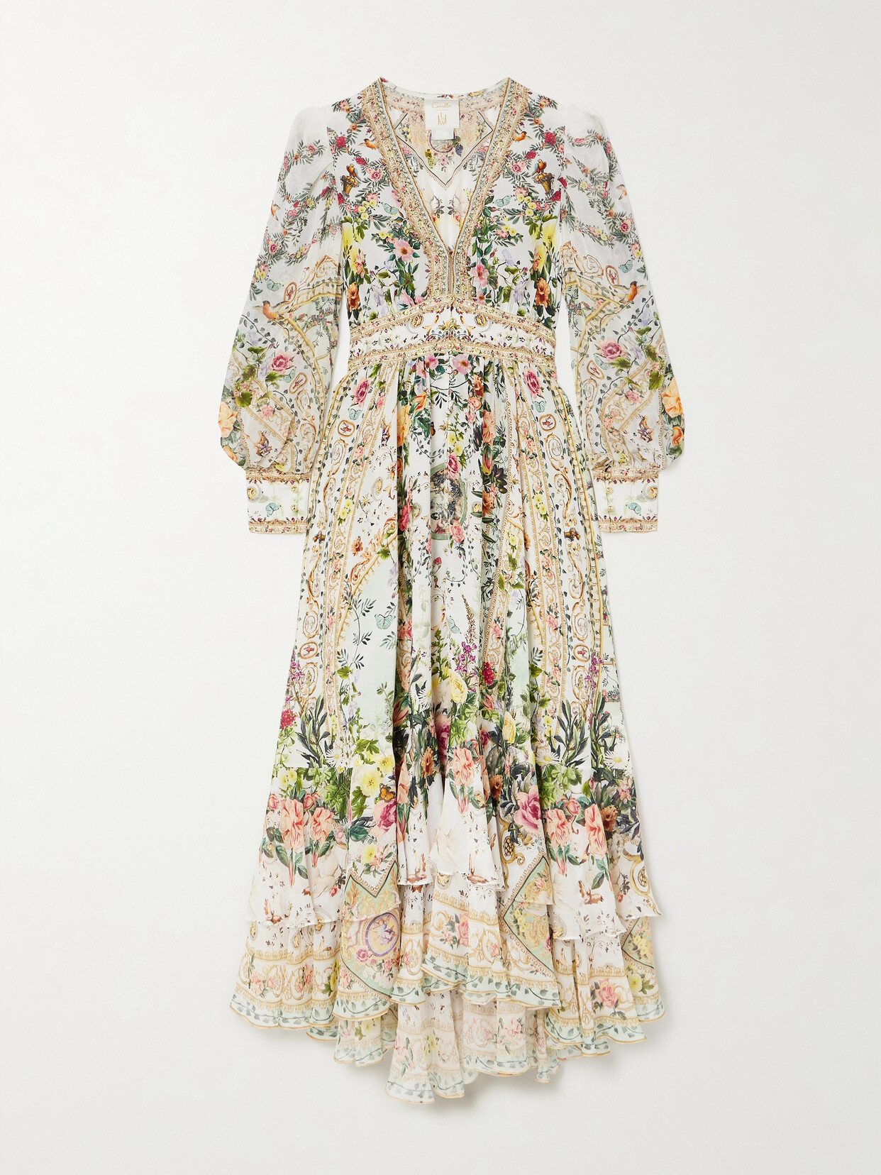 Camilla - Tiered Printed Silk-georgette Maxi Dress - White