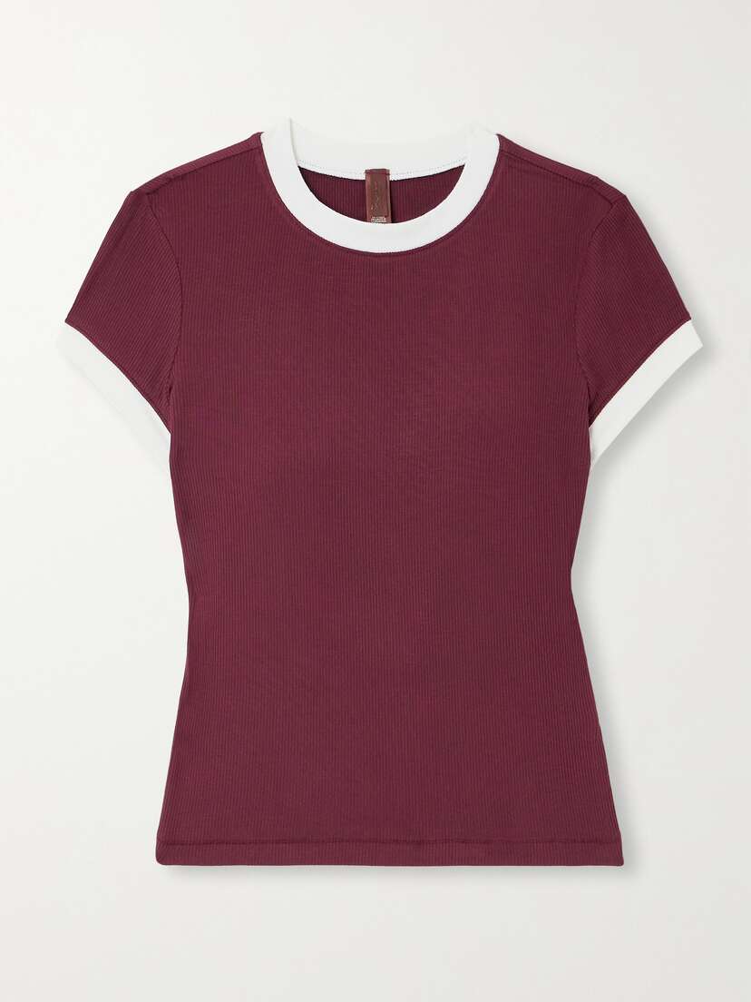 Skims Soft Lounge Ringer T-shirt - Maroon
