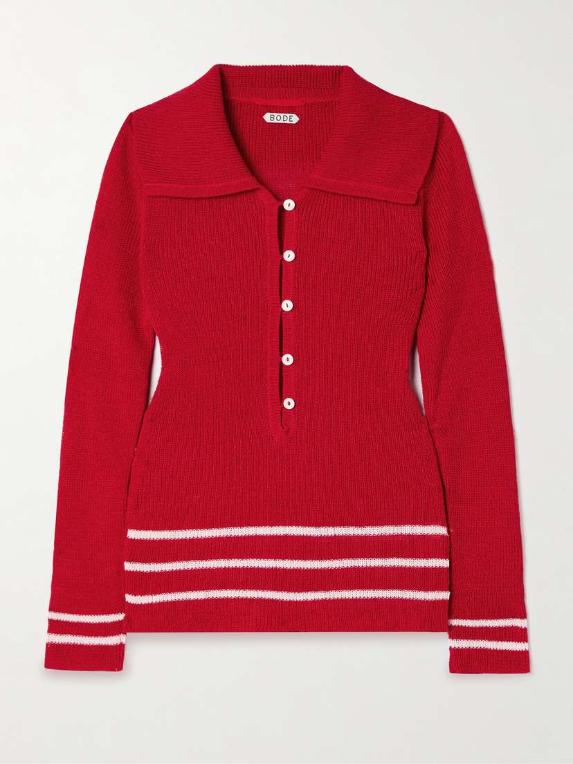 BODE Quincy Striped Linen-blend Polo Shirt