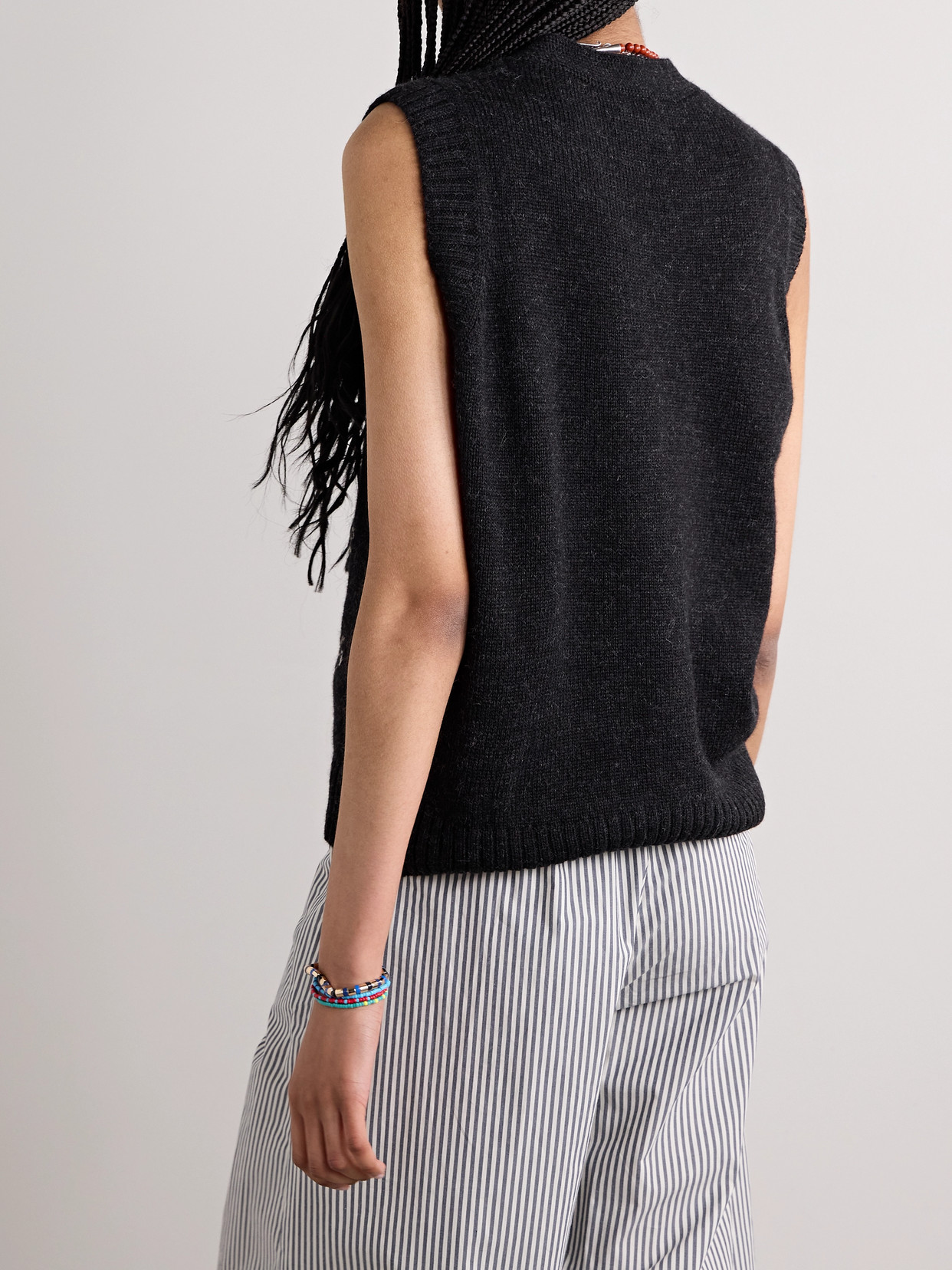 BODE TIC TAC TOE INTARSIA ALPACA AND MERINO WOOL-BLEND VEST
