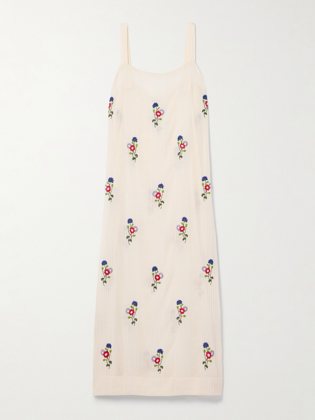 Bode Bead-embellished Cotton-voile Midi Dress In Ivory