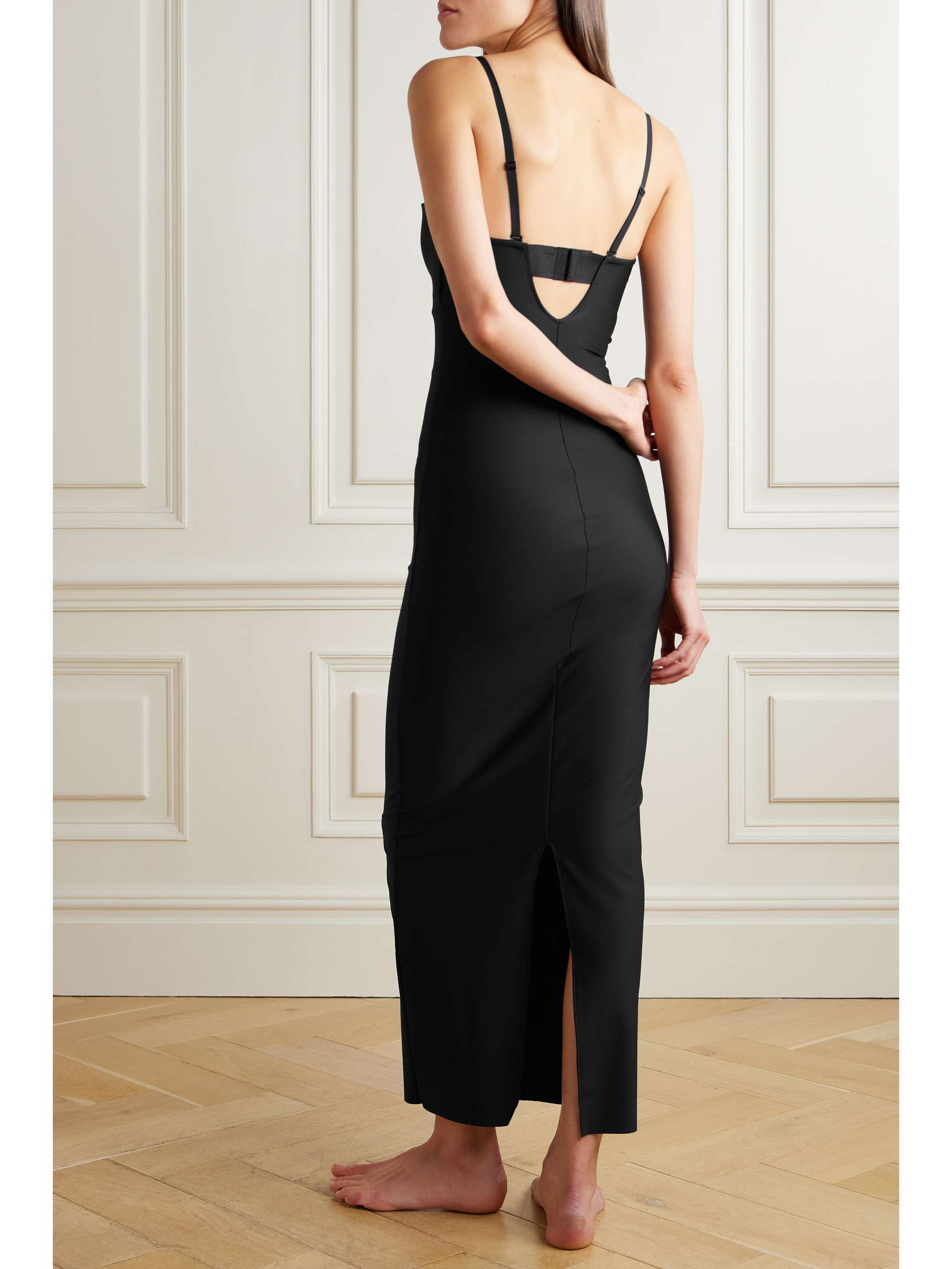 SKIMS Body Basics Molded Underwire Long Dress Onyx NETAPORTER