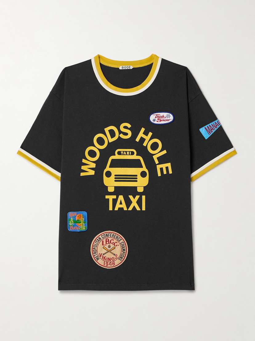 BODE Discount Taxi Appliquéd Cotton-jersey T-shirt