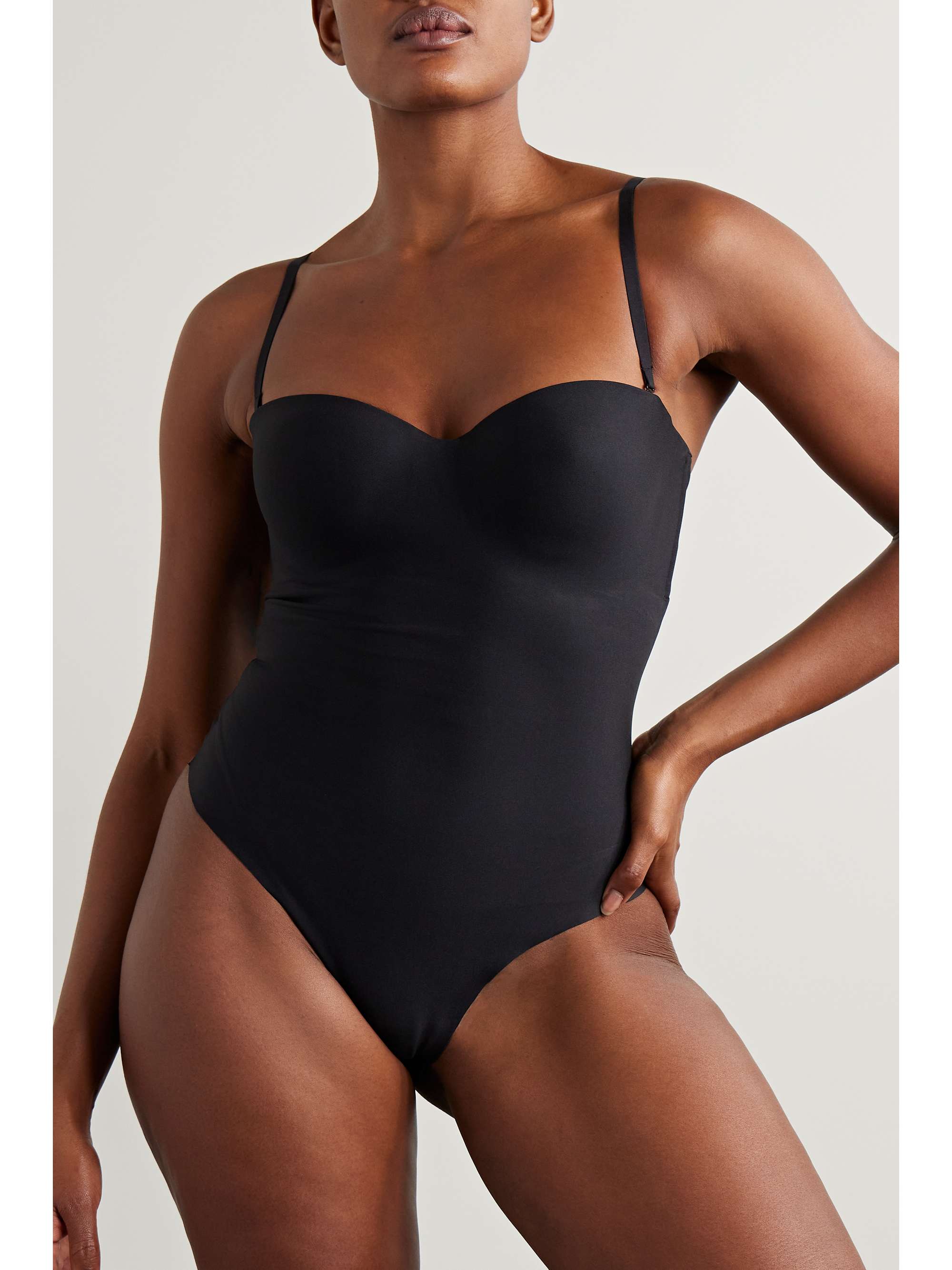 SKIMS Body Basics Molded Underwire Thong Bodysuit - Onyx