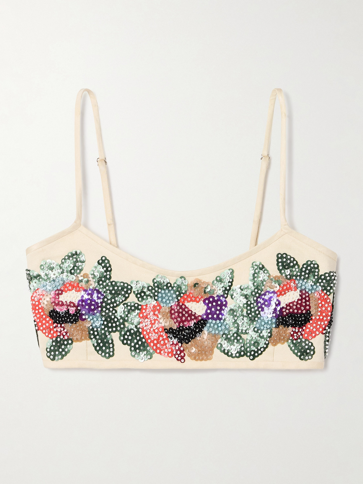 Bode Embellished Sateen Bralette In Multi