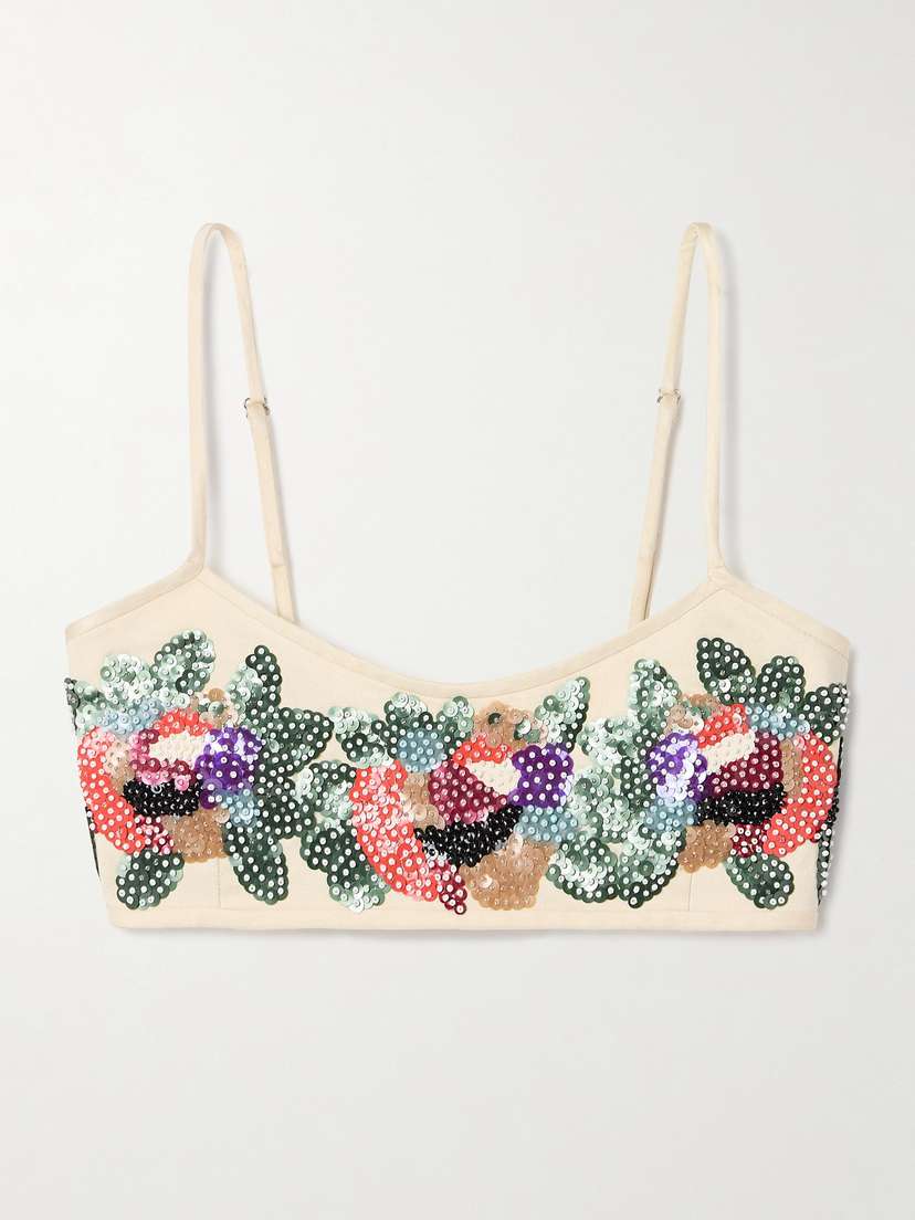 BODE Embellished Sateen Bralette