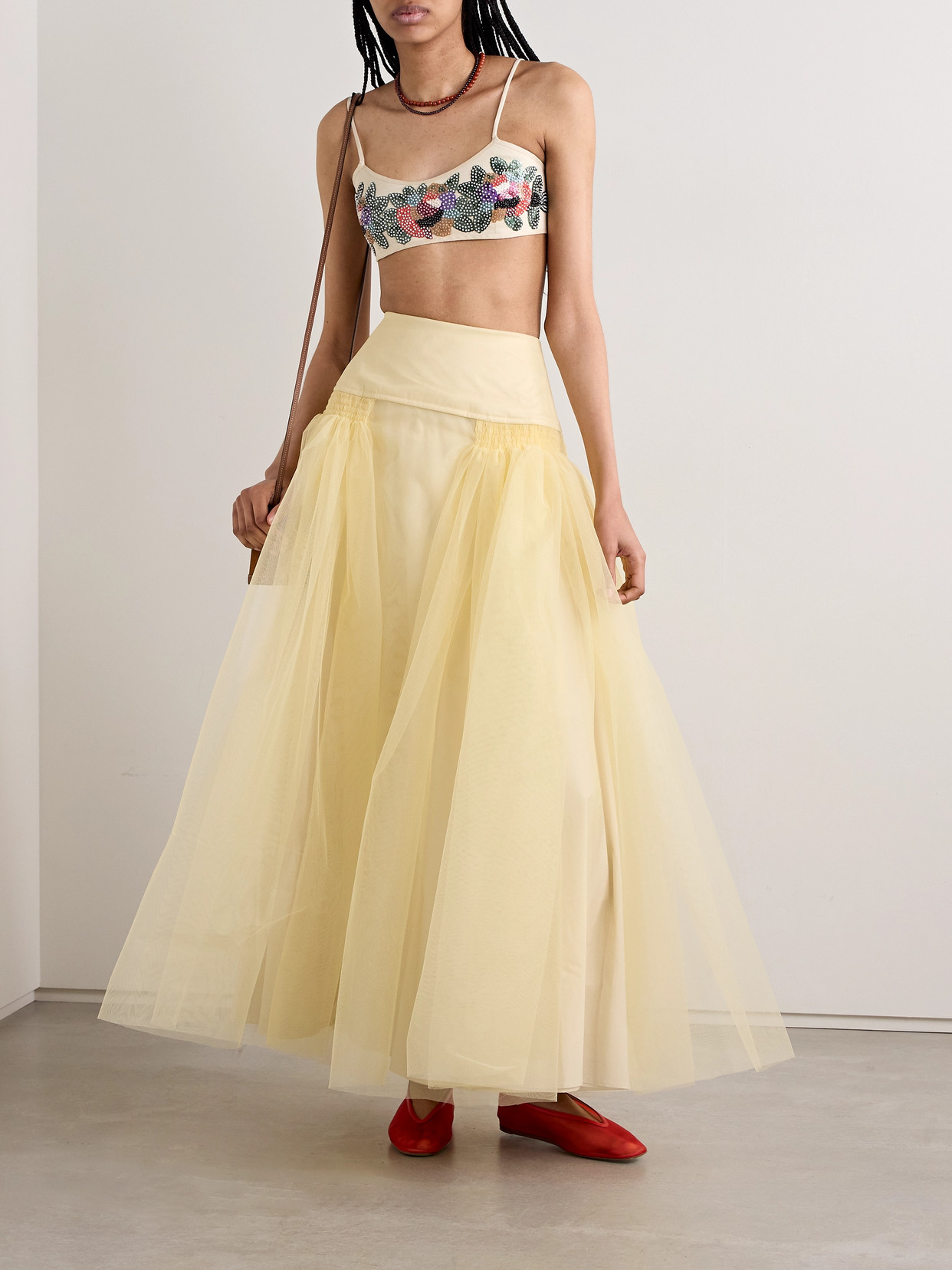 BODE EMBELLISHED SATEEN BRALETTE 