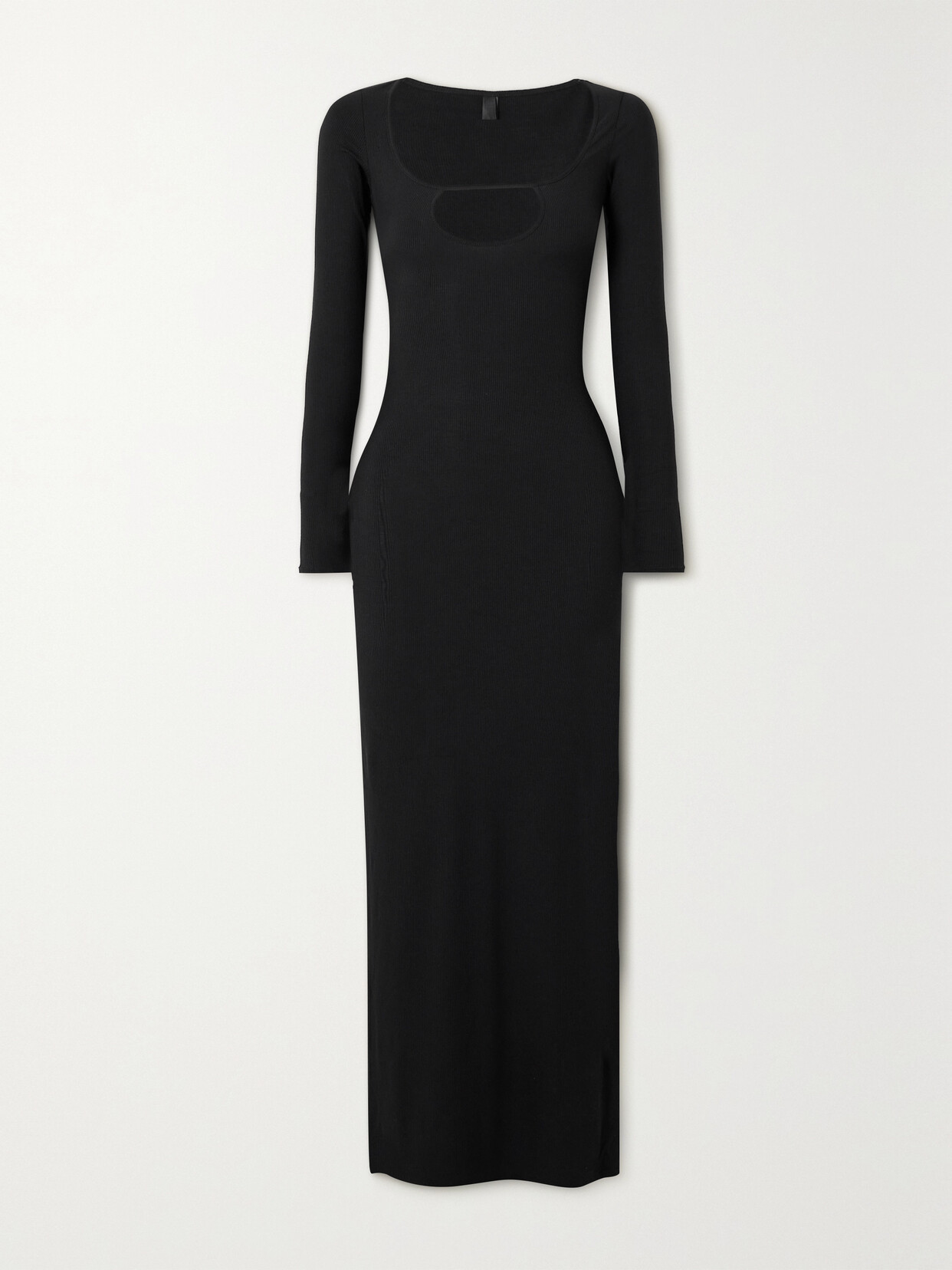 Skims Soft Lounge Long Sleeve Keyhole Dress In Onyx