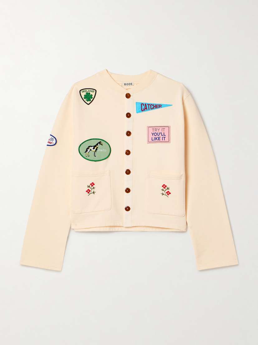 BODE Appliquéd Printed Cotton Cardigan - x large