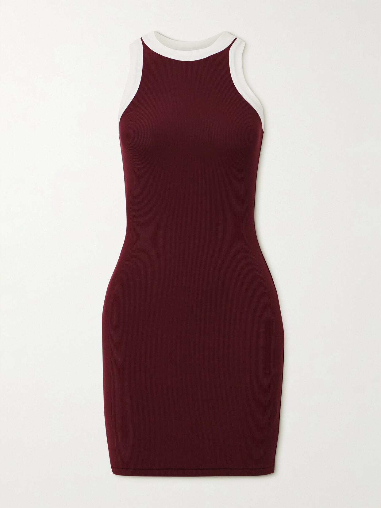 Skims Soft Lounge Ringer Tank Mini Dress In Burgundy