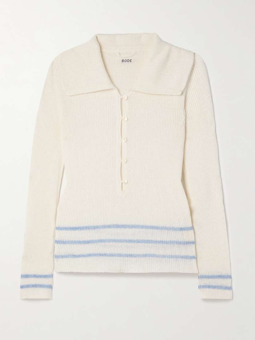 BODE Quincy Striped Linen-blend Polo Shirt