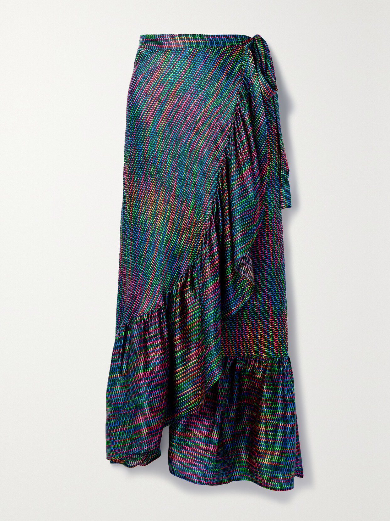 Eres Néon Ruffled Printed Silk Pareo - Multi