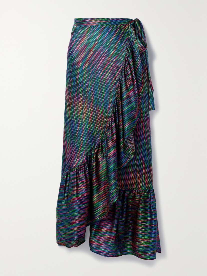 Eres Néon Ruffled Printed Silk Pareo