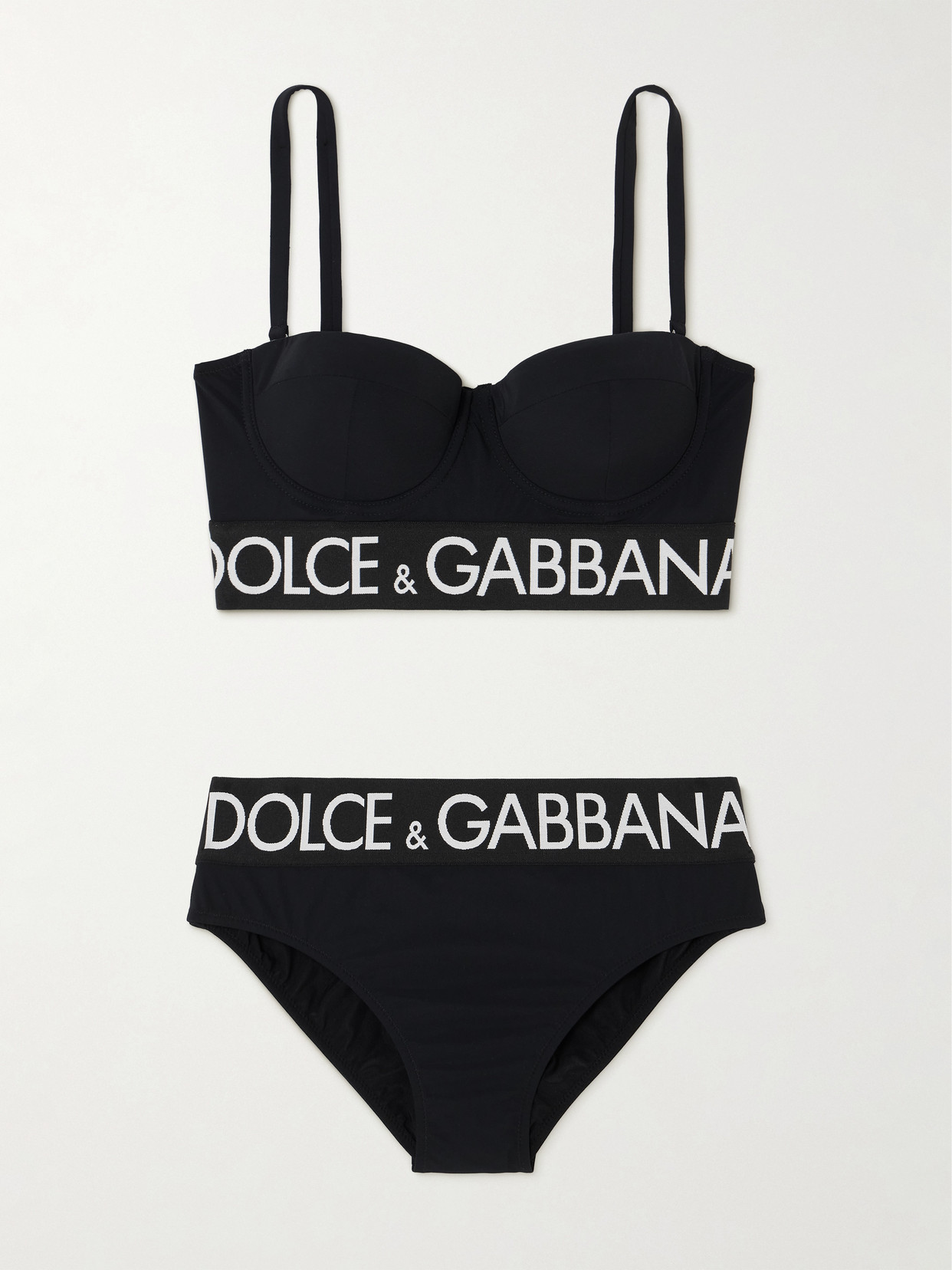 Dolce & Gabbana Jacquard-trimmed Underwired Bikini - Black