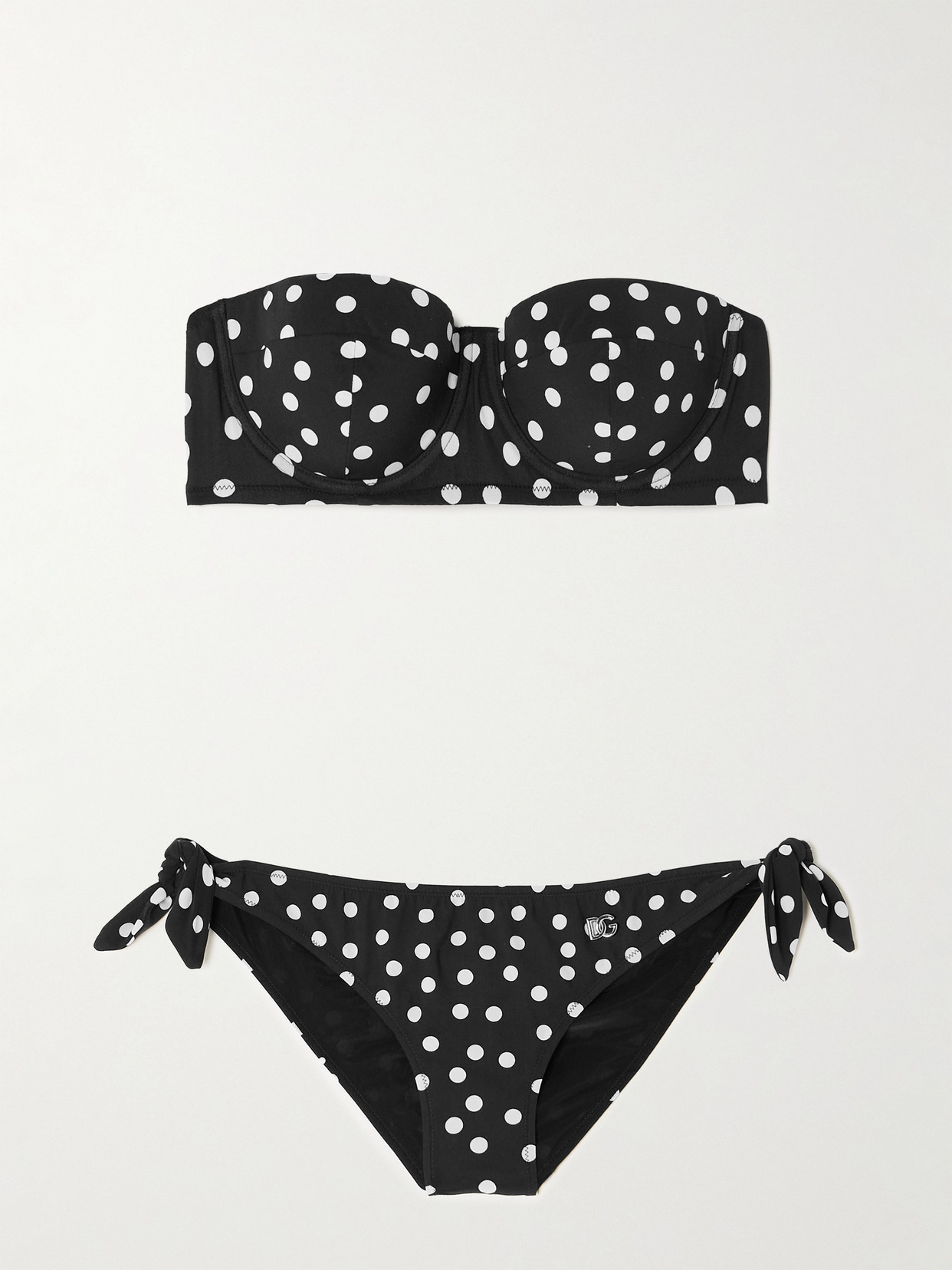 Dolce & Gabbana Polka-dot Underwired Balconette Bikini In Black