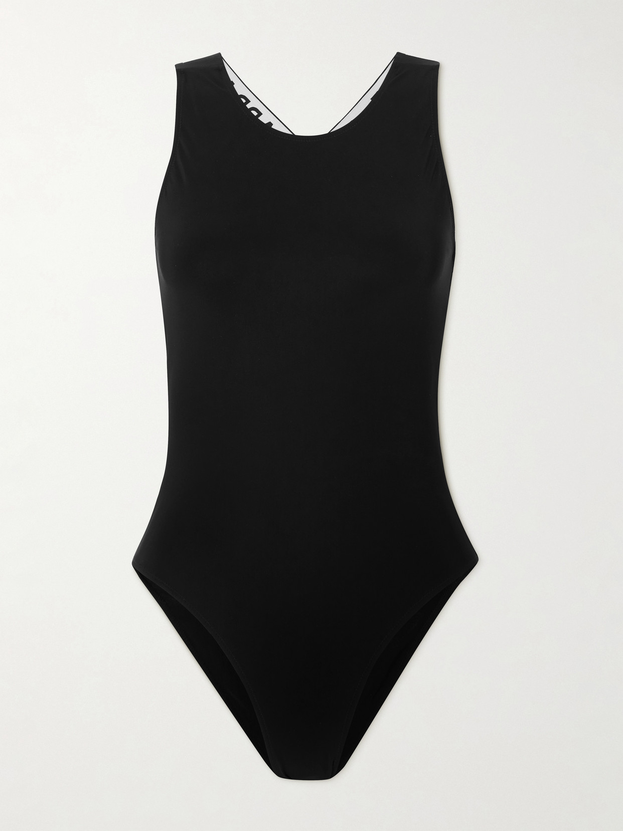 Dolce & Gabbana Open-back Jacquard-trimmed Swimsuit In Black