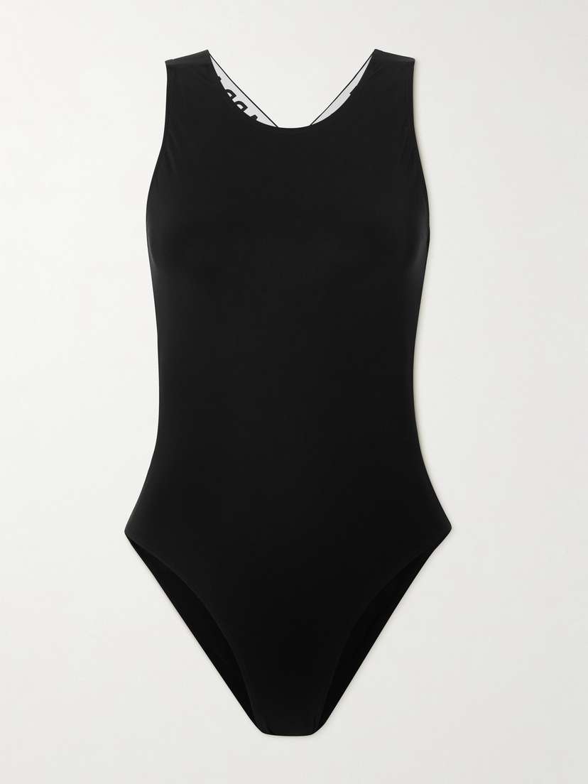 Dolce & Gabbana Open-back Jacquard-trimmed Swimsuit