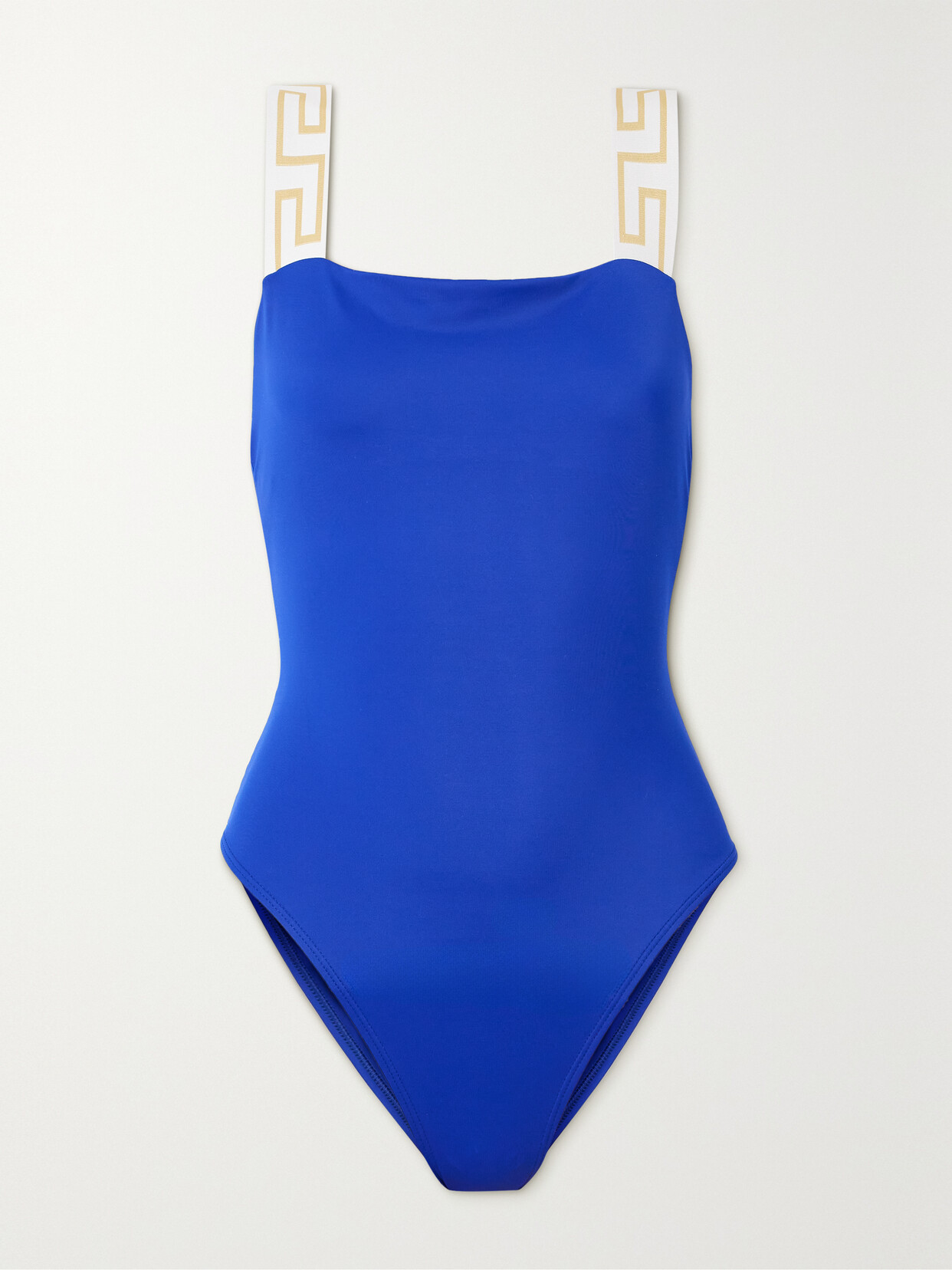 Versace Greca Jacquard-trimmed Swimsuit - Blue