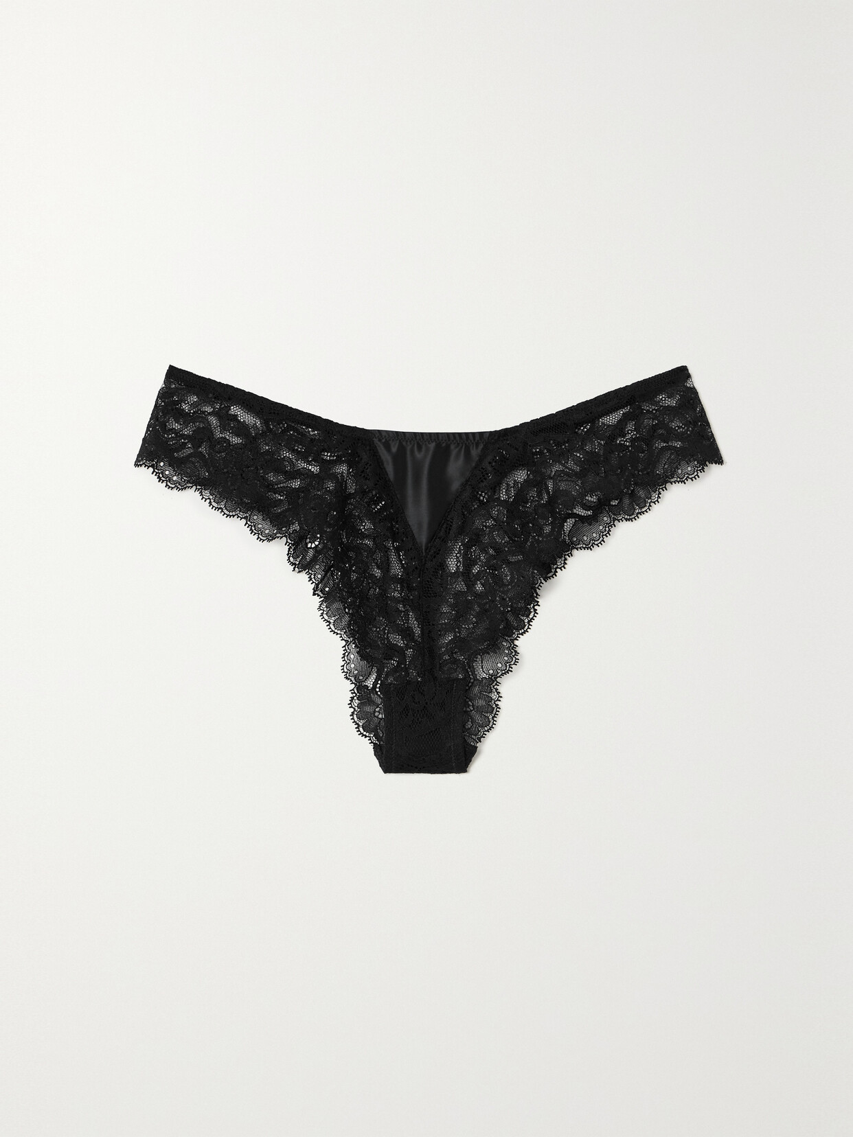 Versace - Satin-trimmed Lace Briefs - Black