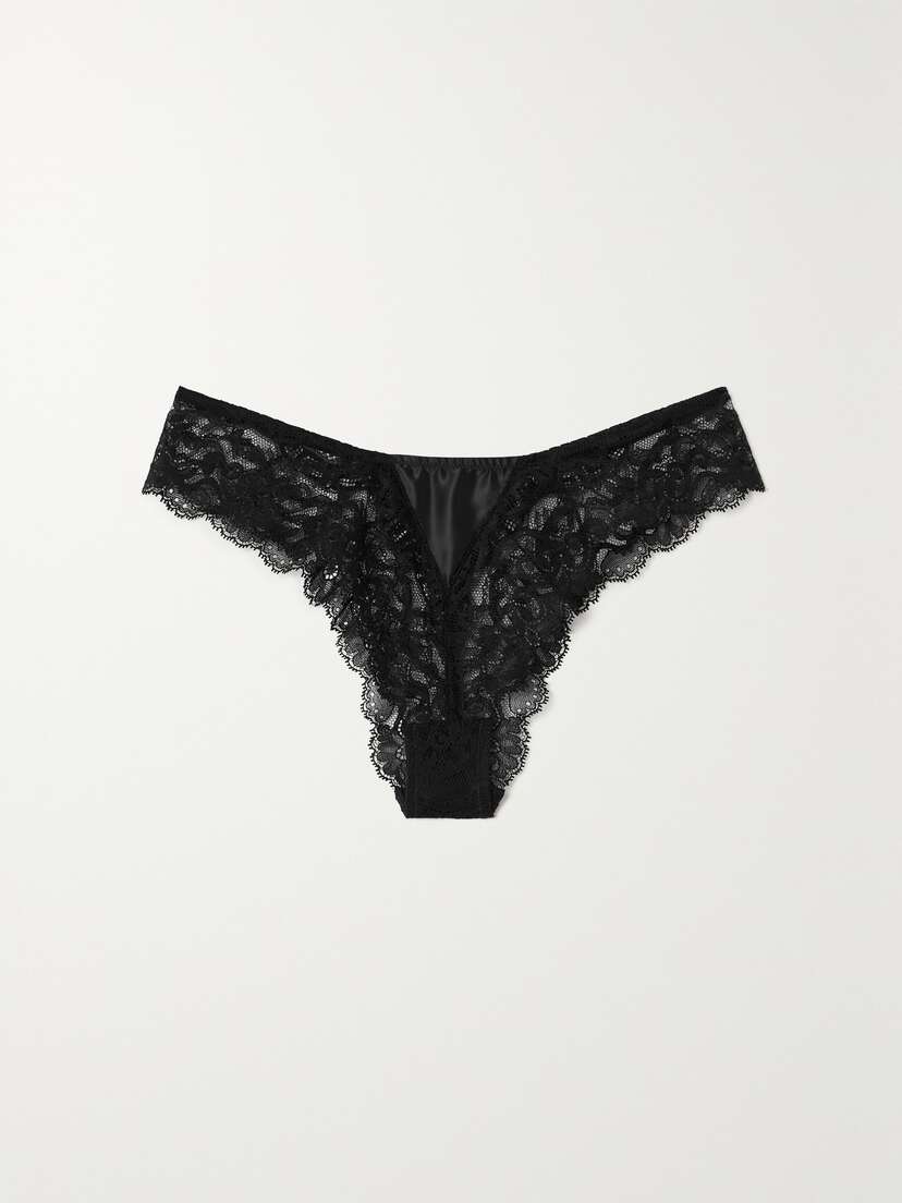 Versace Satin-trimmed Lace Briefs