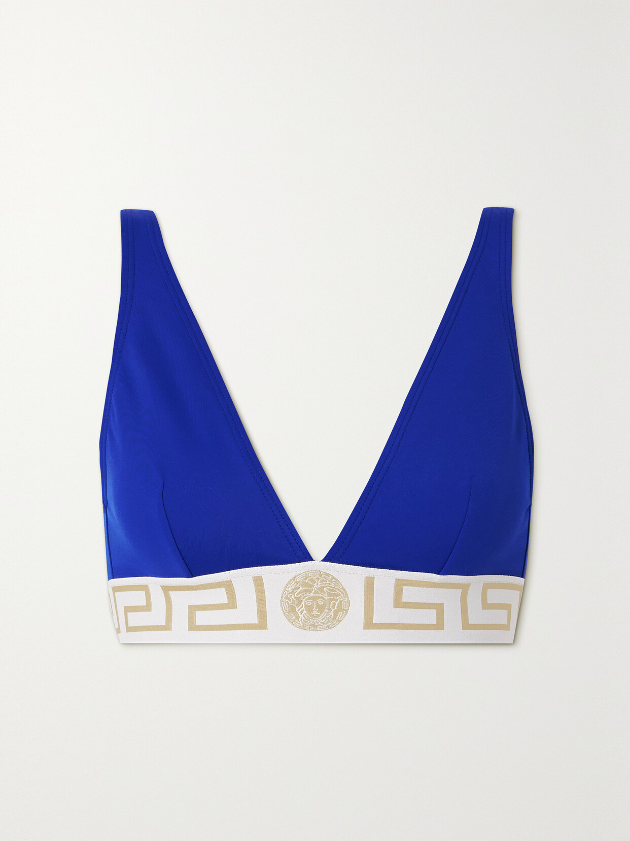 Versace Vita Jacquard-trimmed Bikini Top - Blue
